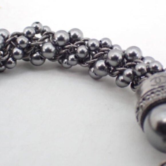 Chanel 2017A gunmental silver bracelet (18cm) with "pearl" and adjustable clasp - Picture 2 of 5